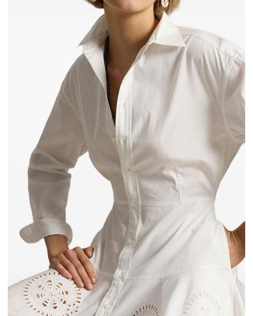 Polo Ralph Lauren White Cotton Eyelet Shirt Dress