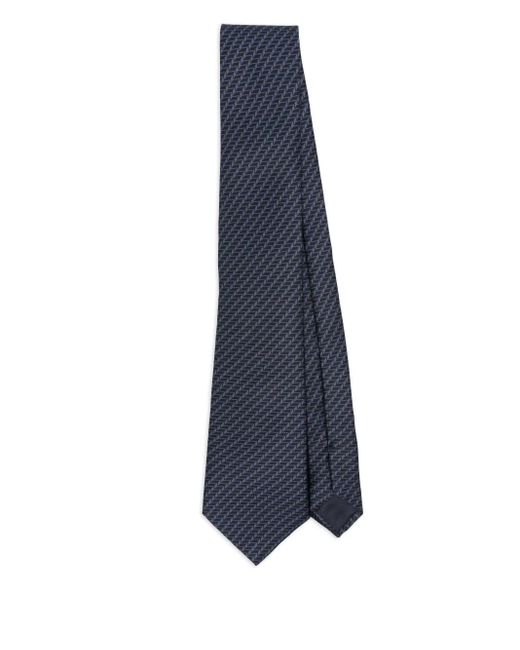 Corbata de seda con motivo geométrico Giorgio Armani de hombre de color Blue