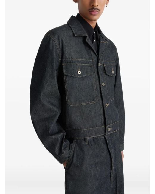 Chaqueta vaquera con bolsillos de parche Lemaire de hombre de color Black