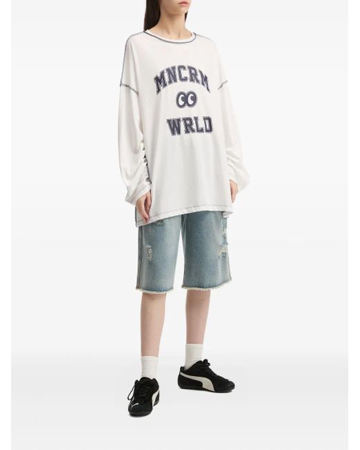 Mini Cream White Graphic-Print Long-Sleeve T-Shirt