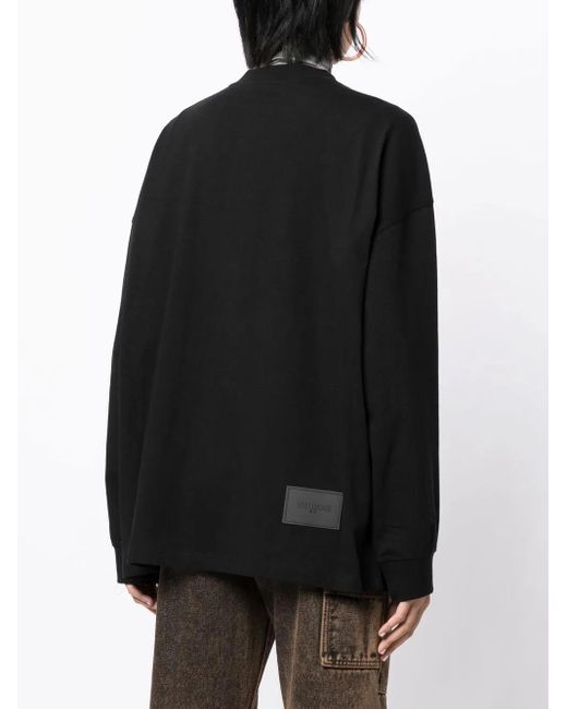 we11done Black Multi-Logo Cotton Sweatshirt