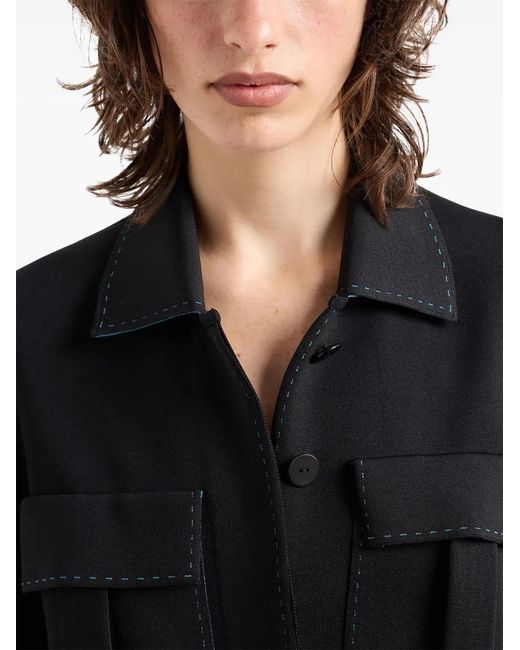 Giorgio Armani Black Buttoned-Up Contrasting Jacket