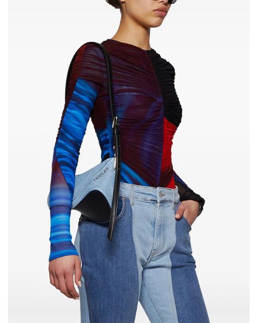 Mugler Blue Spiral Curve Shoulder Bag