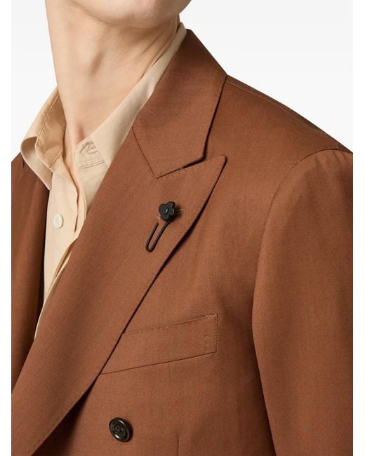 Lardini Brown Double-Breasted Peak-Lapel Jacket for men