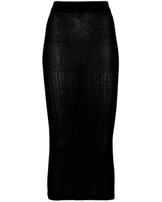 Wild Cashmere Black Fine-ribbed Skirt