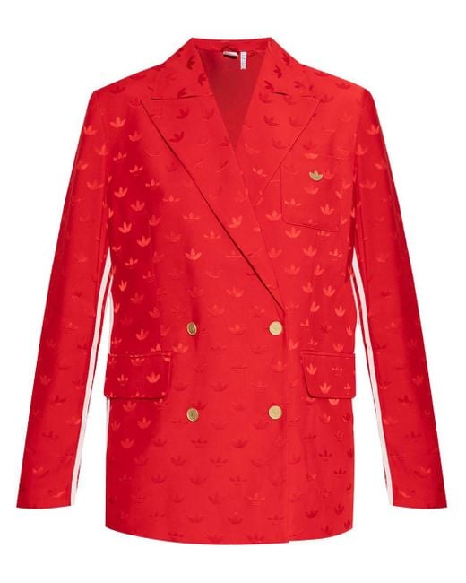 Adidas Red Monogram-Jacquard Blazer