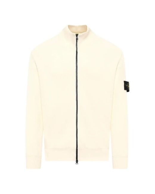 Stone Island Natural Ribbed Zip-Up Cardigan for men