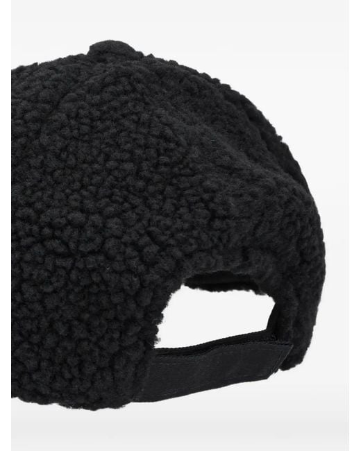 EA7 Black Contemporary Sport Baseball Logo-Patch Shearling-Effect Cap