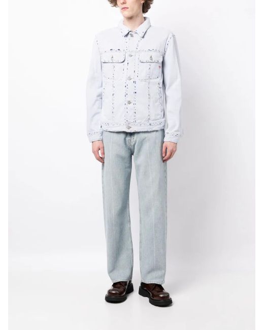 DIESEL Blue D-Barcy Ripped Denim Jacket for men