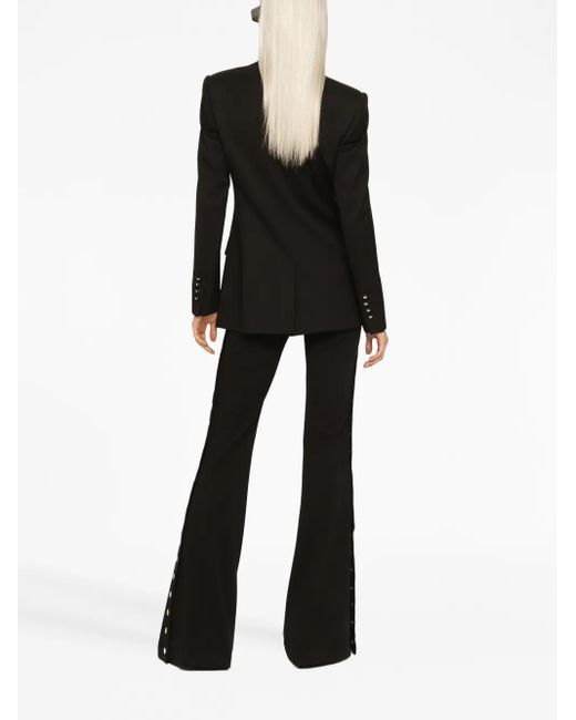 Dolce & Gabbana Black Button-Detail Bootcut High-Waisted Trousers