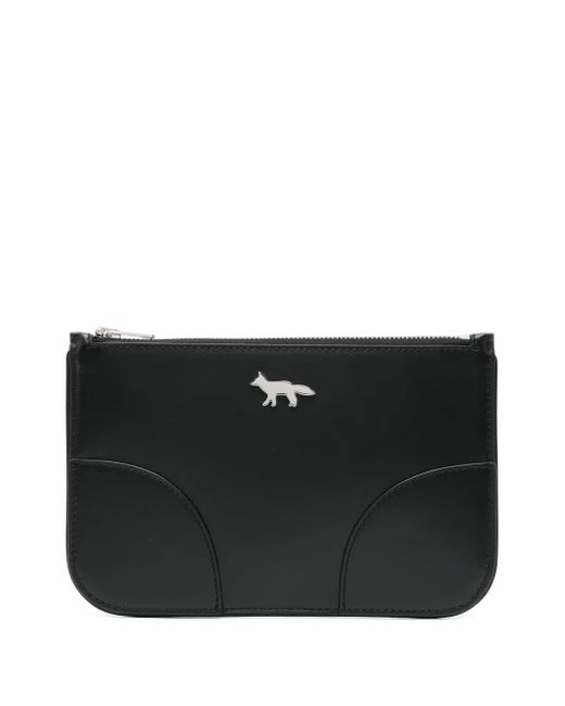 Maison Kitsuné Black Boogie Leather Clutch for men