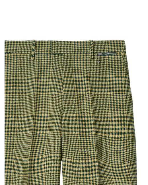 Burberry Green Houndstooth-pattern Straight-leg Trousers for men