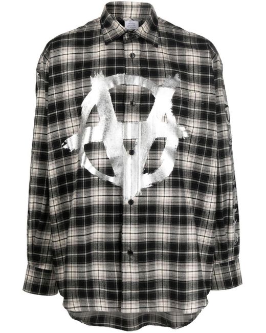 Vetements Gray Double-anarchy Flannel Shirt