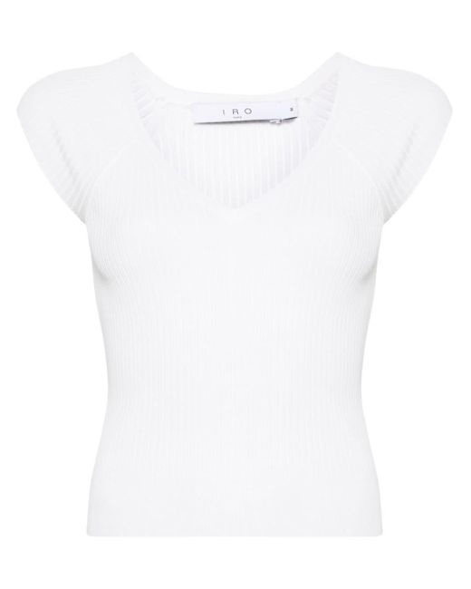 IRO White Theanne Ribbed-knit Top