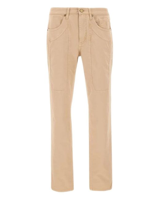 Jeckerson Natural John Five-Pocket Logo-Patch Jeans for men
