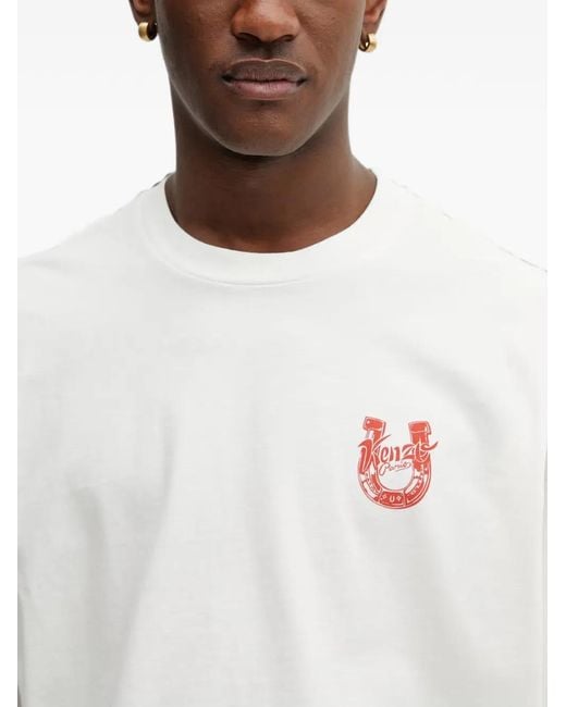 KENZO White Lunar New Year Horse-Logo Long-Sleeved T-Shirt for men