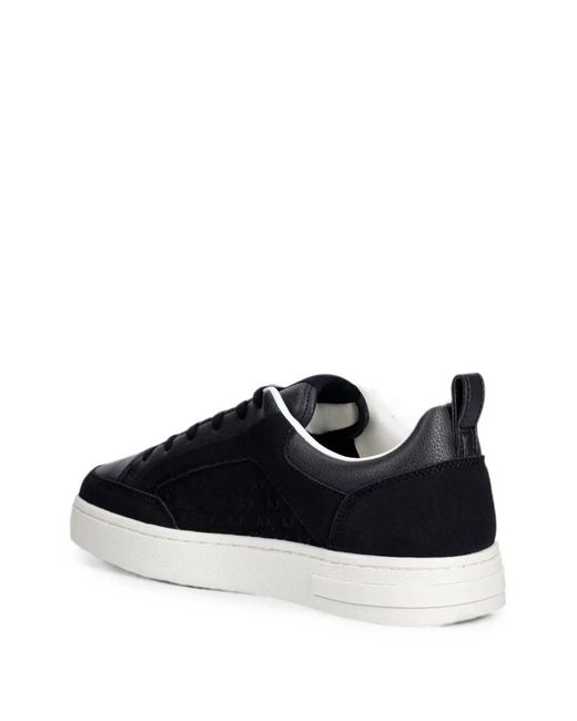 ARMANI EXCHANGE Black Logo-Pattern Suede Sneakers for men