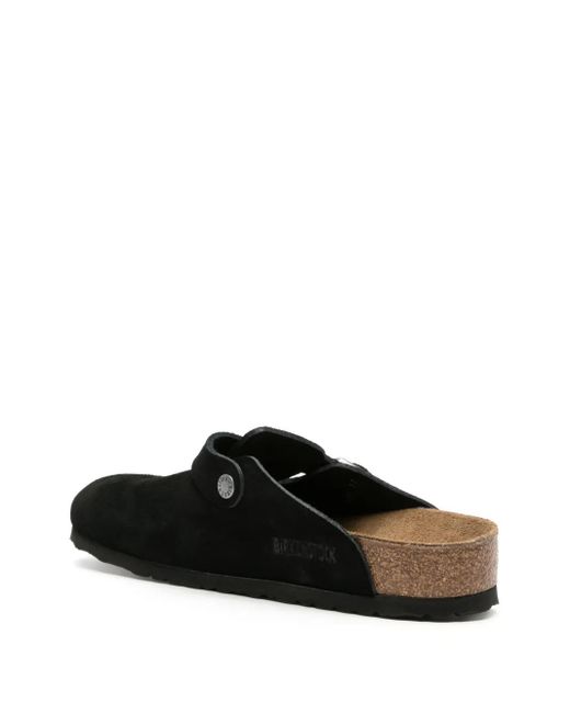 Birkenstock Black Boston Suede Slippers for men