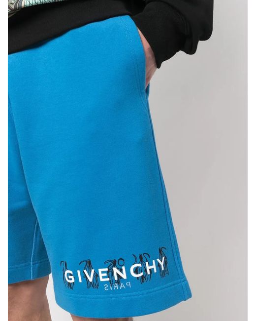 Givenchy Blue X Josh Smith Logo Print Shorts for men