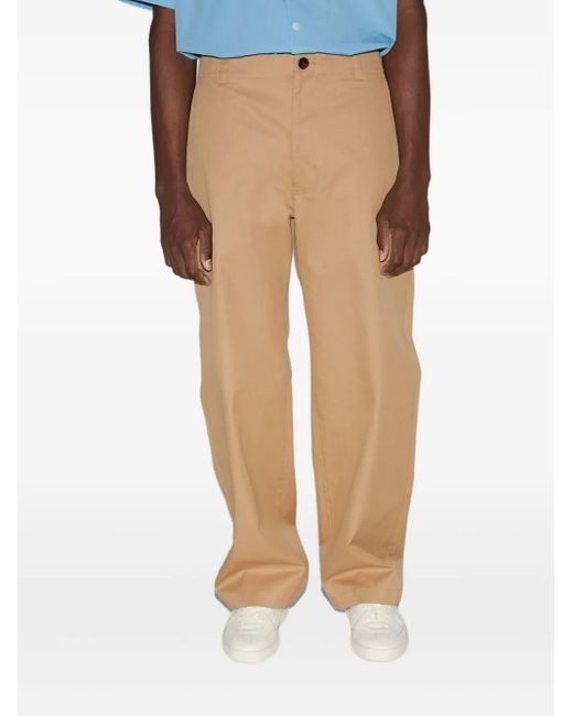 Gucci Natural Web-Striped Cotton Twill Trousers for men
