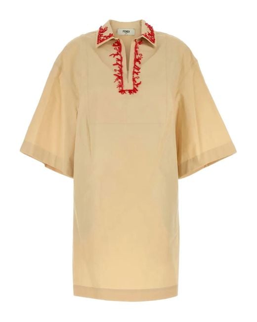 Fendi Natural Poplin Mini Dress
