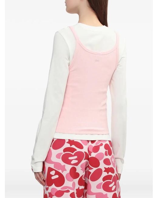 AAPE BY A BATHING AP Geribbelde Top in het Pink