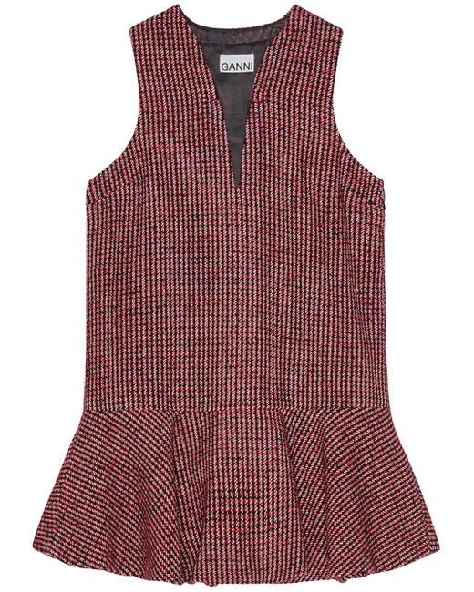 Ganni Red Checked Mini Dress