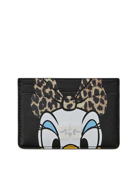 Ganni Black X Disney Leopard-Print Character-Motif Card Holder