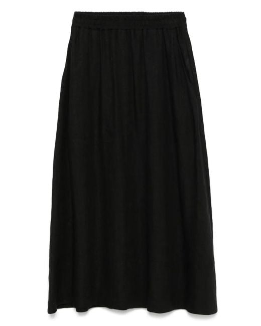 Kaos Black Linen Midi Skirt