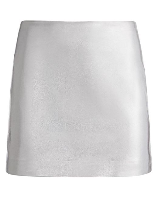 Alice + Olivia White Elana Metallic Vegan Leather Mini Skirt