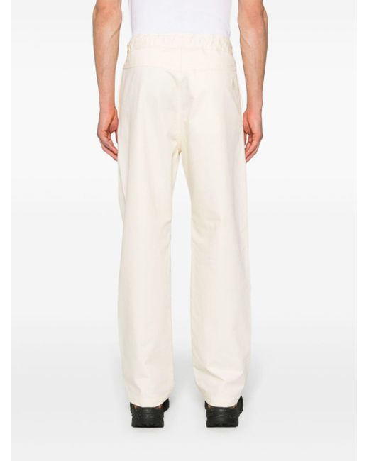 Moncler Natural Logo-appliqué Straight Trousers for men