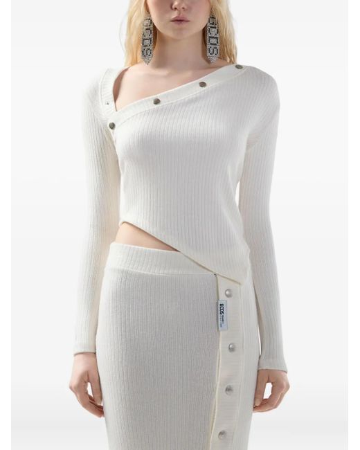 Gcds White Button Asymmetric Blouse