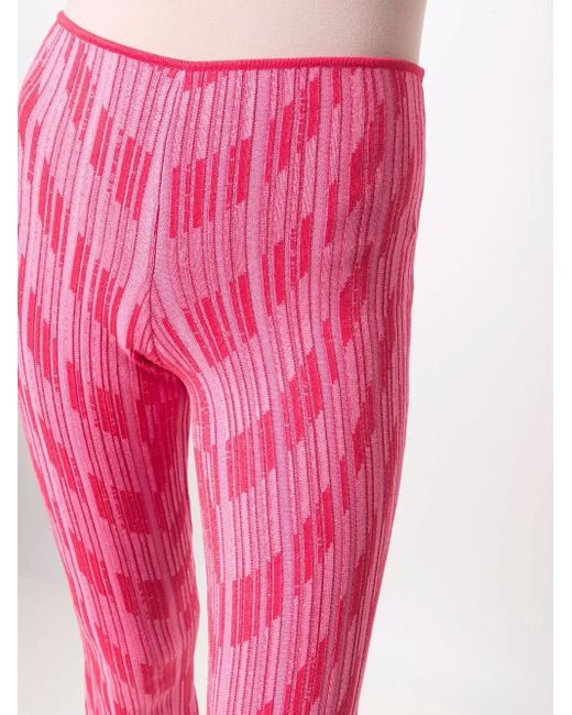 Philosophy Di Lorenzo Serafini Pink Intarsia-Knit Flared Trousers