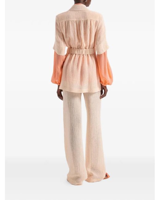 Genny Pink Veste Ceinturée À Poches Multiples
