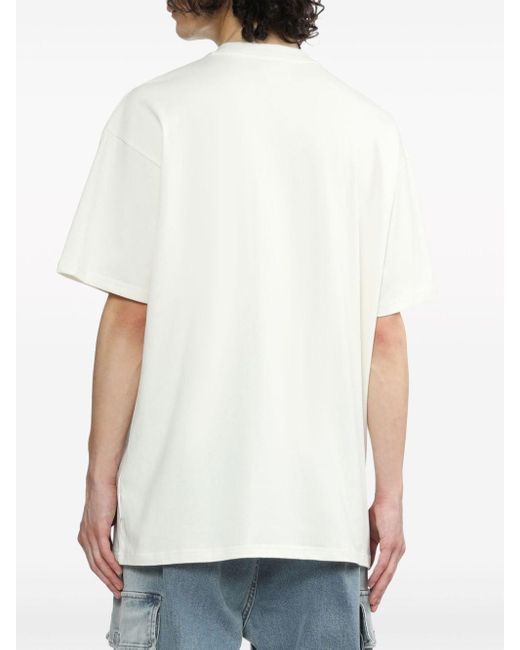 Izzue White Debossed-slogan Cotton T-shirt for men