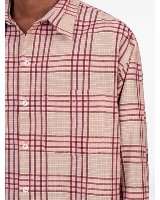STORY mfg. Pink Plane Check Handloom Shirt for men