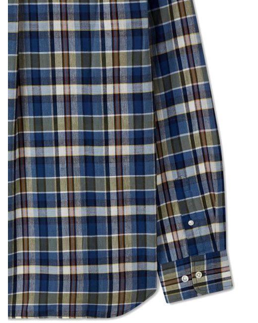 MAN ON THE BOON. Blue Checked Button-Up Shirt for men