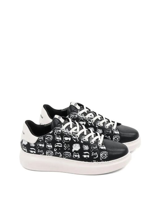 Karl Lagerfeld Black Logo-Print Sneakers for men
