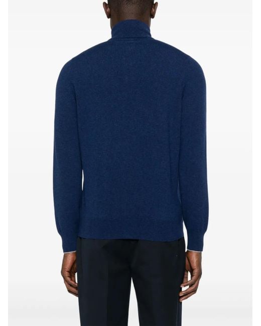 メンズ Brunello Cucinelli ジップアップ カシミアセーター Blue