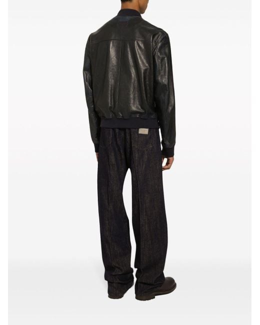 Jeans a gamba ampia con applicazione di Dolce & Gabbana in Black da Uomo