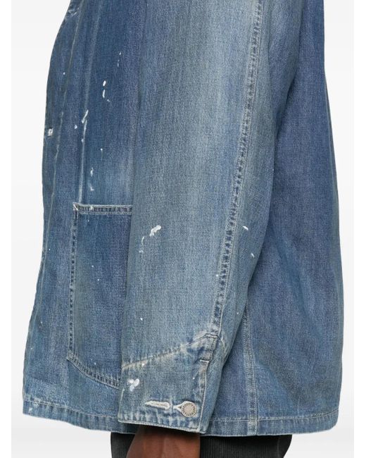 Visvim Blue Patch-Pocket Denim Overcoat for men