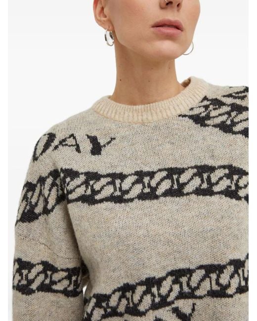 Day Birger et Mikkelsen Gray Chain-Graphic Sweater