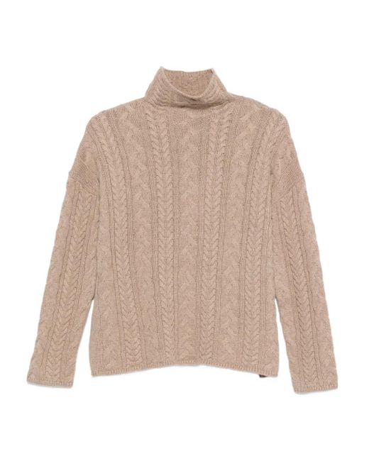 Max Mara Kabelgebreide Coltrui in het Natural