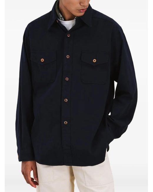 Fortela Blue Cpo Buttoned Pockets Overshirt for men