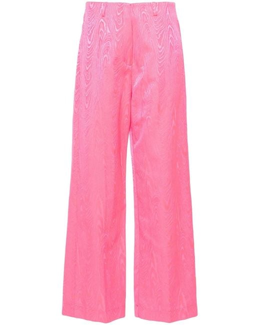 Forte_forte Pink Patterned-Jacquard Straight-Leg Jeans