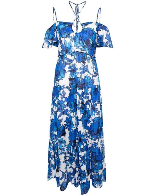 Liu Jo Midi-jurk Met Bloemenprint in het Blue