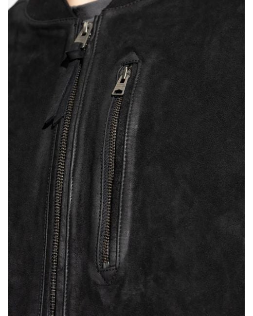 AllSaints Black Suede Bomber Jacket for men