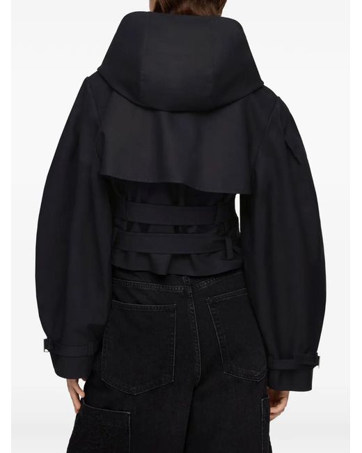 Ganni Black Double-Belt Hooded Jacket