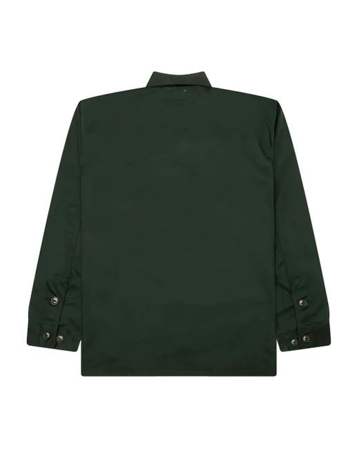 South2 West8 Green Logo-Patch Overshirt for men