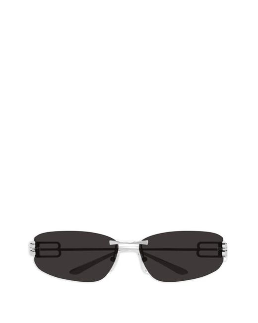Balenciaga White Logo Rectangle Sunglasses
